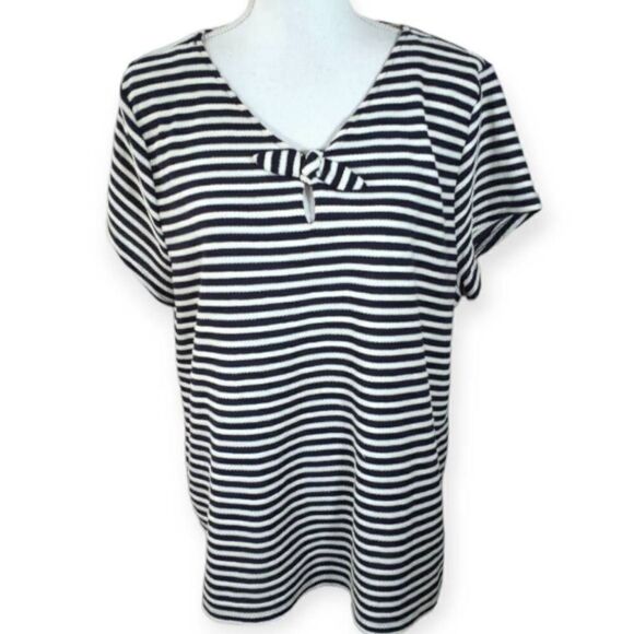 LIZ CLAIBORNE BLACK & WHITE STRIPE SHIRT SZ.XXL EUC. - Picture 1 of 5